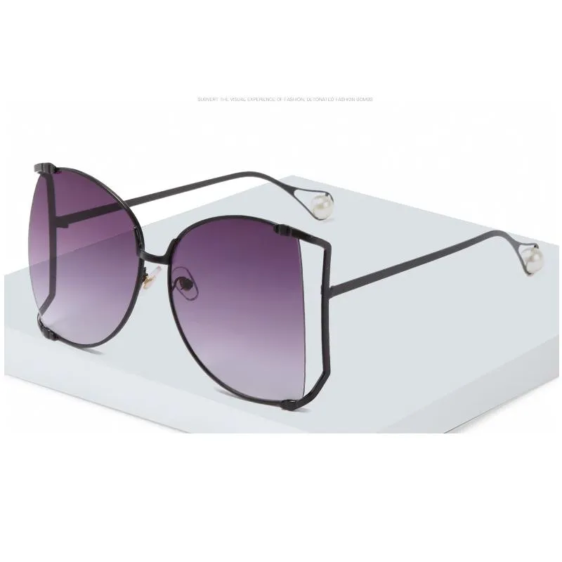 Occhiali da sole Moda donna oversize Designer di marca Occhiali da sole quadrati grandi Occhiali da sole con decorazione di perle Cat Eye Shades Farfalla Occhiali da sole