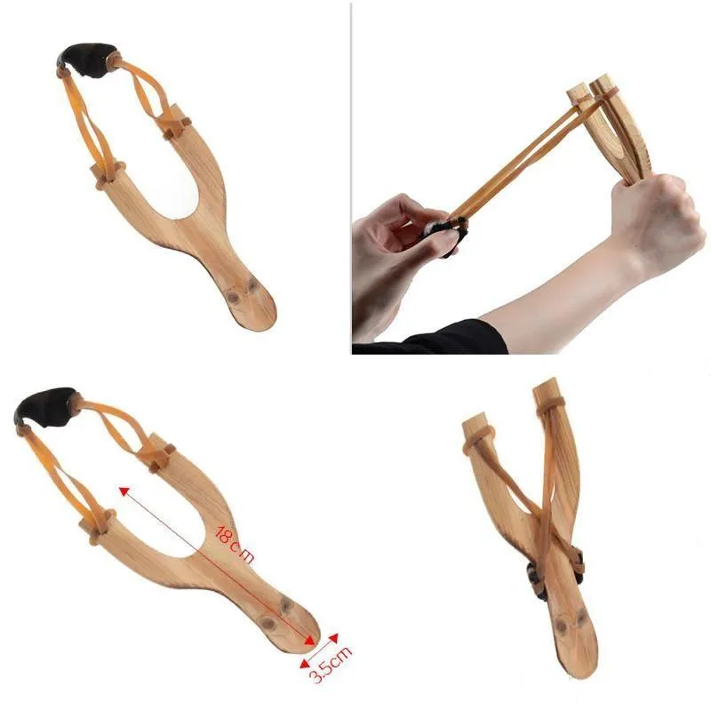UPS Fidget Toys Material de madeira Slingshot Party Favor Favor de corda de borracha divertida crian￧as tradicionais ao ar livre Catapulta Toys de ca￧a interessantes