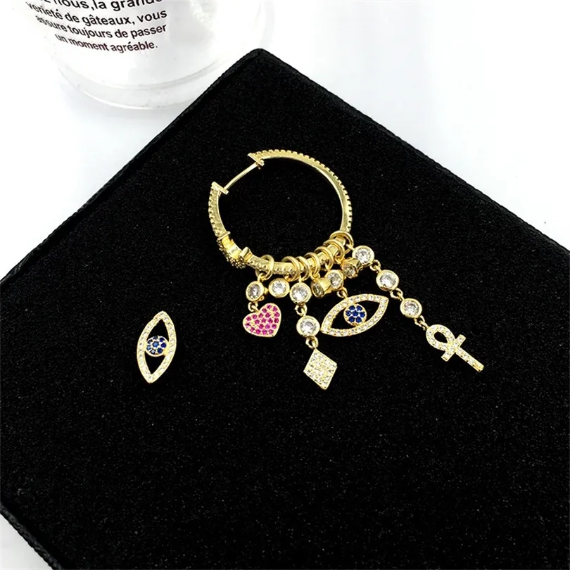 Big Design S925 Gold Needle Devil's Eye Heart Shape Lucky Symbol Earrings Big Brand Ladies Sweet Earrings Female Gift 200923