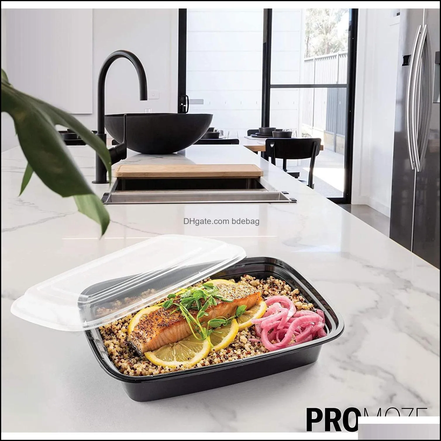 Disposable Lunch Box With Lid,Disposable Meal Prep Box 750Ml Cheap Plastic Takeaway Food Container Takeaway Microwave Lunch Box Ft7J