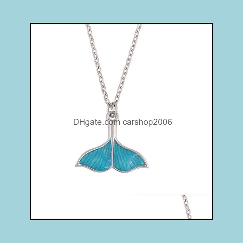 fish tail necklace ocean sea blue enamel fish pendant necklaces luminous necklaces carshop2006