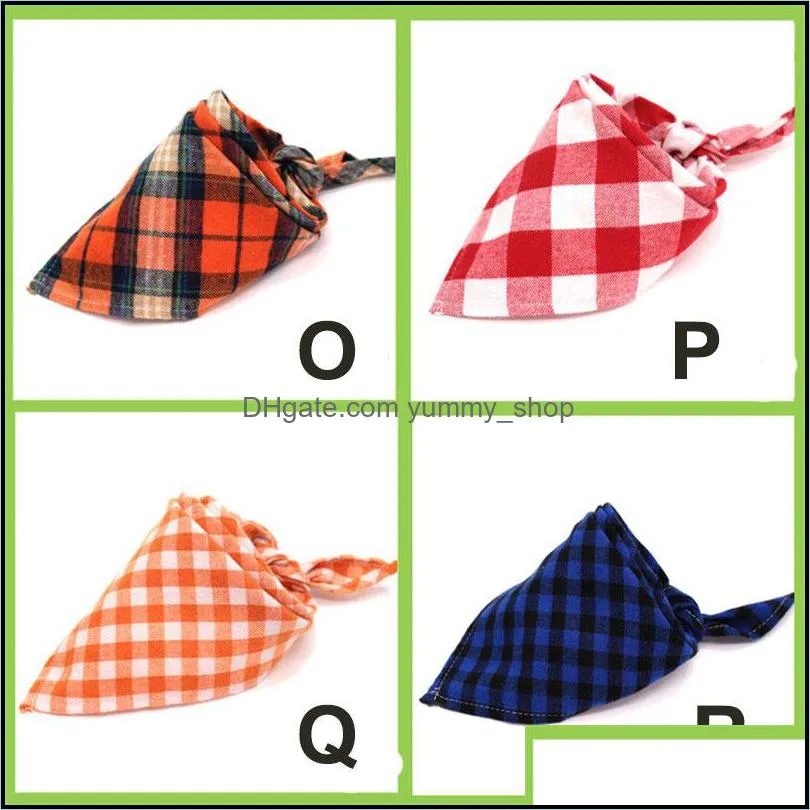 dog bandanas scarf kerchief bibs washable girl boy cotton pet outdoor fall accessories for small medium birthday gift square plaid double adjustable for puppy