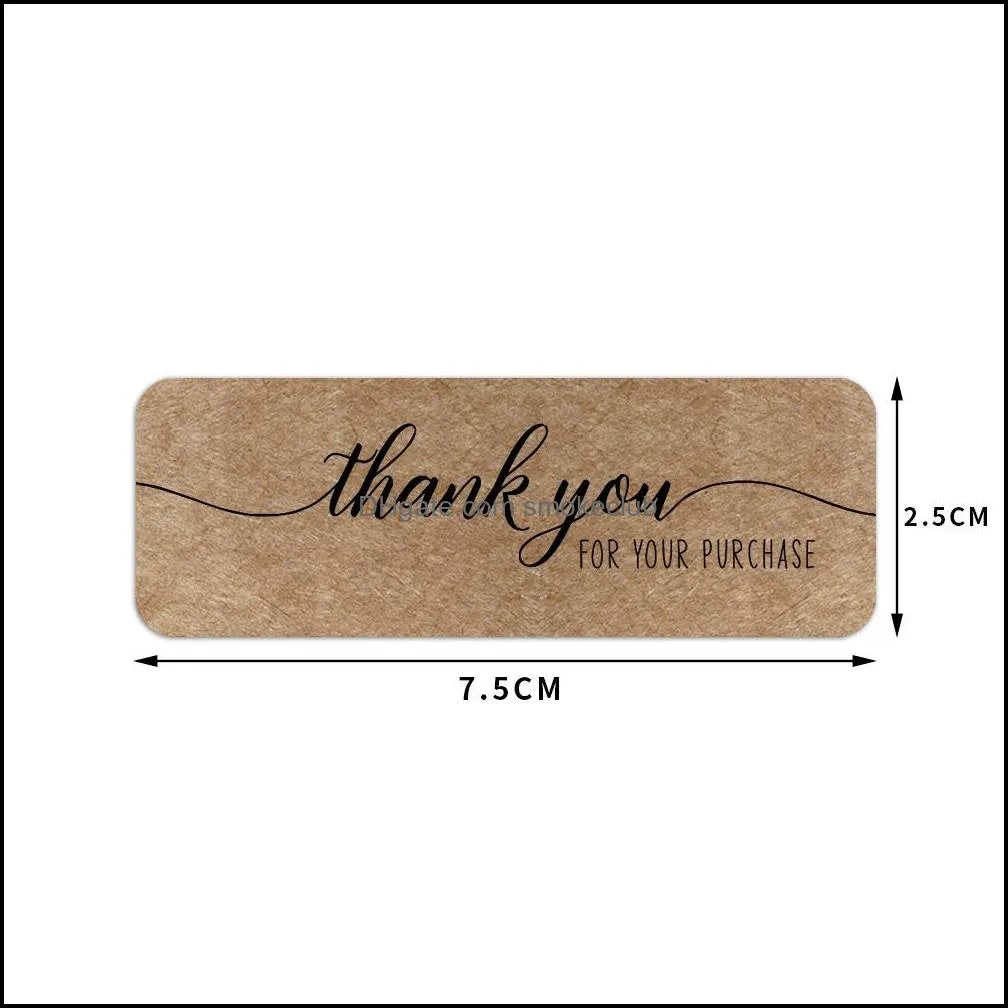 7.5*2.5cm Kraft Paper Thank You Adhesive Stickers 120pcs/lot Holiday Gift Packing Labels Long Slip Sealing Brown Printing Label