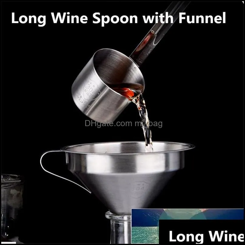 304 Stainless Steel Wine Measuring Cup with funnel Sets For Sauce Oil Coffee Beer Scoop Ladle Spoon Kitchen Bar Measuring Tools