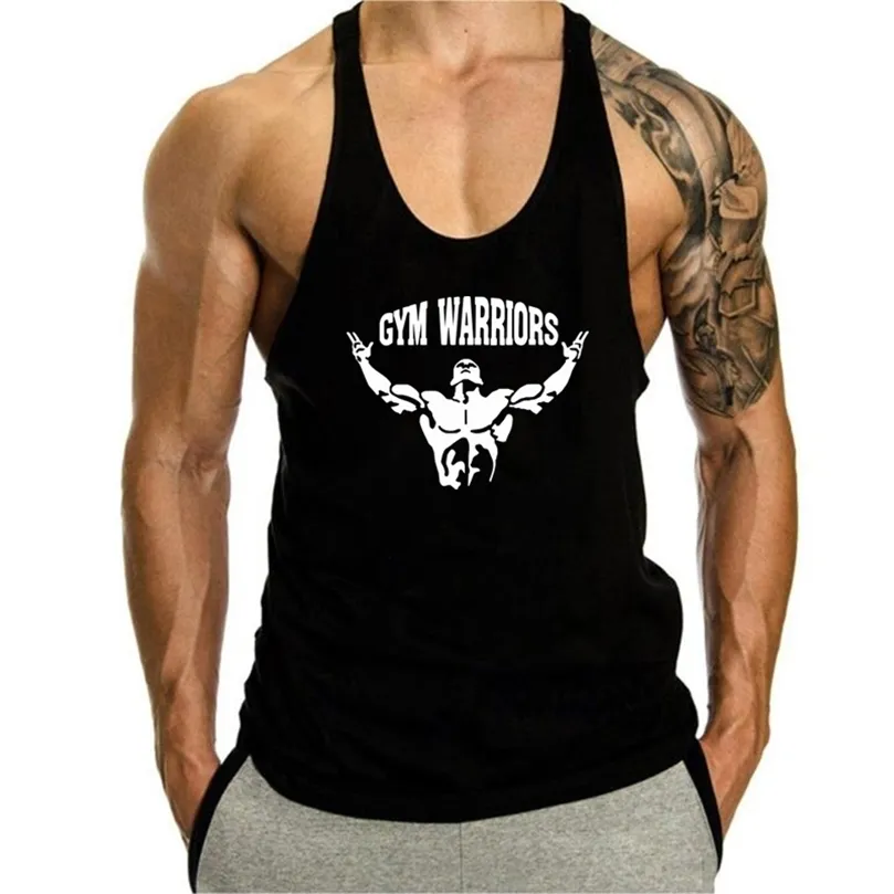 Mens Tank Top Gym Stringer Singlets Fitness Clothing Workout Cotton Sleeveless Shirt Summer undertröja Vest Male 220527