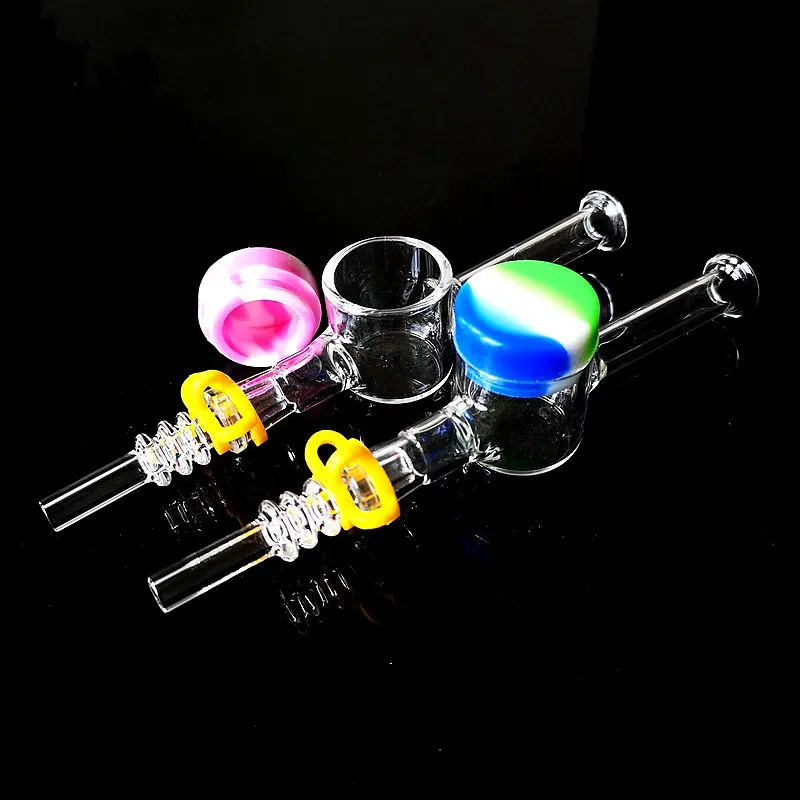 Pipes à main fumeurs Borosilicate Nector Collector Mini Bong en verre avec clou en céramique de quartz de titane 2 spécifications Brûleur à mazout Dab Rigs Petite pipe à eau NC Kits NC17