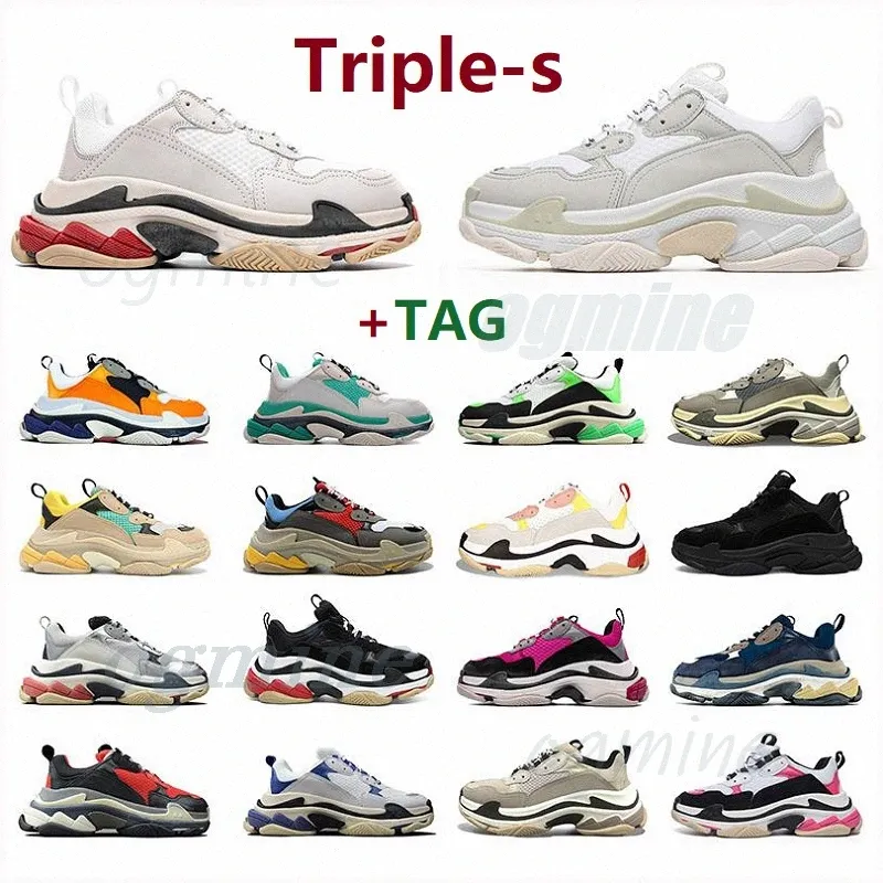 2022 Fashion Men Woman Shoe Womens Designer Triple S Trainer Platform Classic Casual Shoes Paris Triple-S 17fw Old Dad Stor ökande trippler Sneakers Sports 35-45