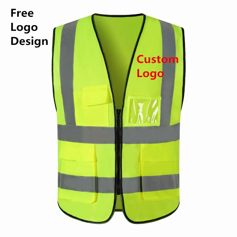 Factory Price 1 PCS Free Custom Reflective Safety Vest High visibility Construction work uniforms printing 220727