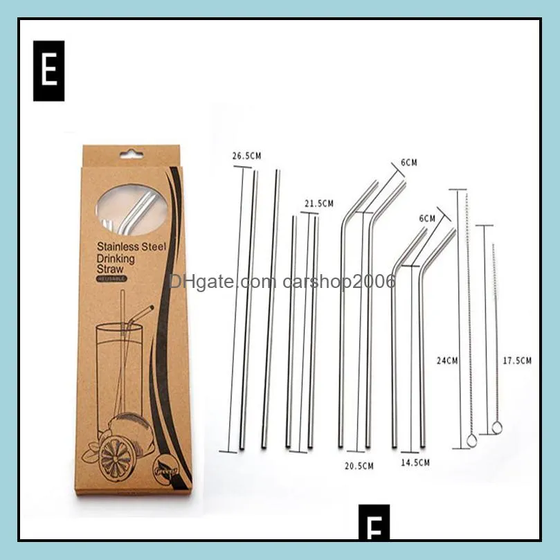 straw stainless steel 304 straw bottle drink straw with retail package cardboard box eight combinations available