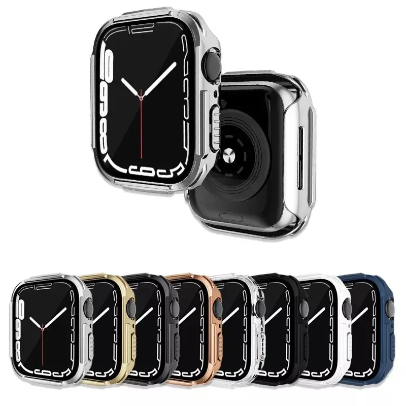 Apple Watch Series 7 Bildschirmschutzgehäuse 45 mm 41 mm 44 mm 40 mm Koffer Hartpc Stoßstange Schutzrahmen IWatch Serie 7 SE 6 5 4 Glasfilm Cover
