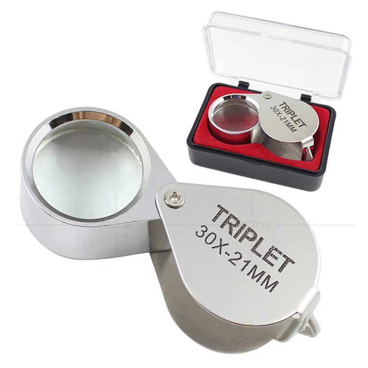 10X 20X 30X Metal Takı Büyüteç Kuyumcular Göz Aracı Mücevher Katlanır Büyüteç Cam Lens Büyüteç Üçlü Cam Takı Elmas XDJ229