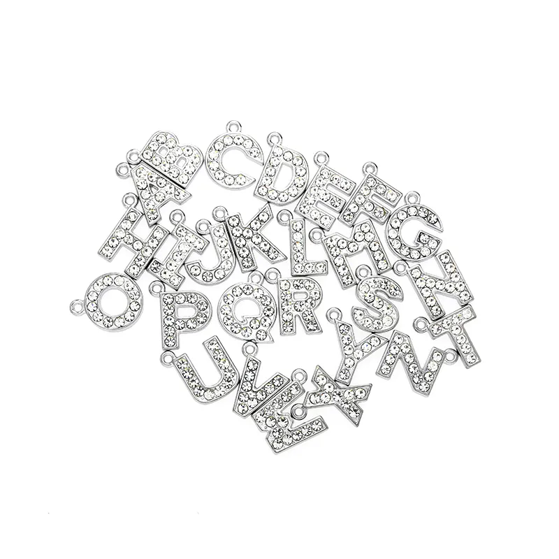 Alıcı Order - 1500 adet / grup Tam Rhinestones Slayt Harfleri Delik 10mm DIY Alaşım Aksesuarları Fit için Fit 10mm Pet Yaka Deri Bileklik