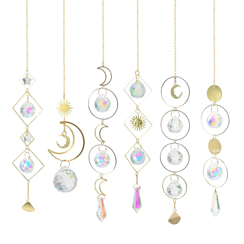 Cristaux colorés suspendus avec pendentif en chaîne, boules de cristal pour fenêtre, jardin, fête de noël, décoration de mariage