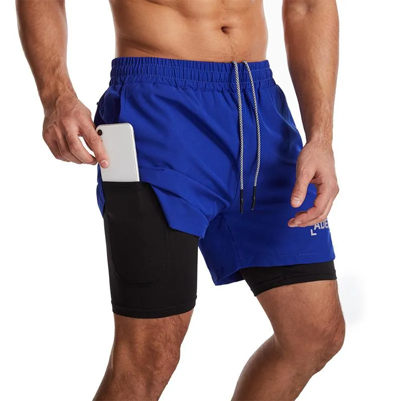 Running Shorts In 1 Men Gym Sports Quick Dry Training Fitness Jogging Short Pants Summer Male Brand Clothing ShortsRunning