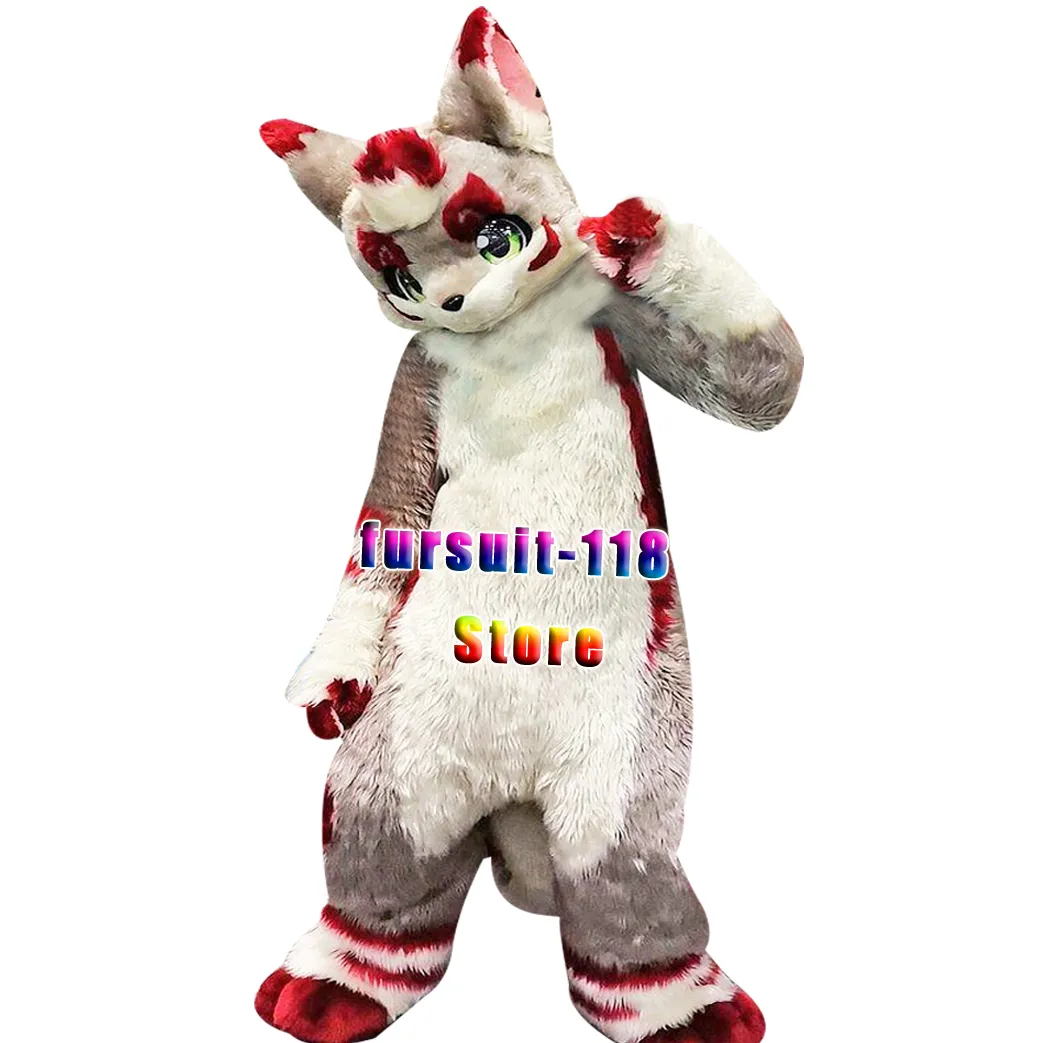 Fursuit Long Haired Husky Dog Fox Wolf Mascot Costume Fur Cartoon ...