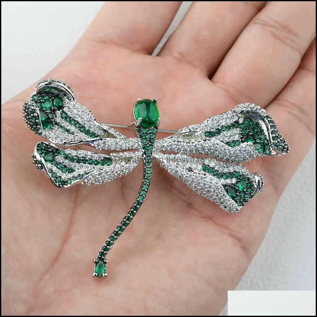 red/blue/green cubic zirconia micro pave butterfly brooch pin