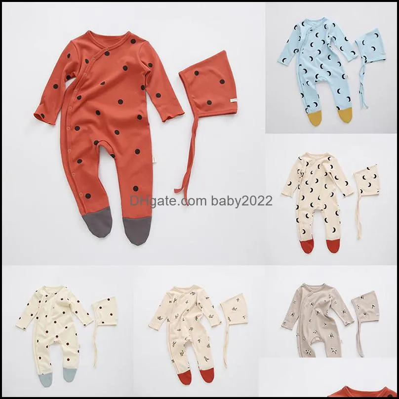 ROMMERS JUMPSUITSROMPERS Baby Kids Vêtements Baby Maternity Filles Boys Points de lune Impression Romper bébé Toddler Co DH6FG