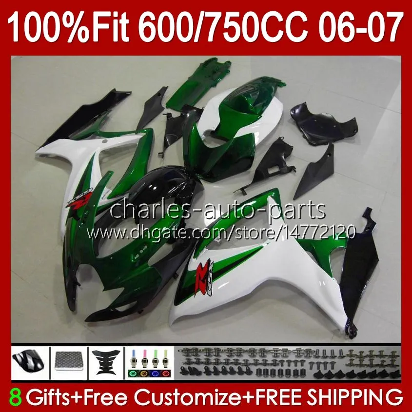 Kropps kit för Suzuki K6 GSXR 750 600 CC 750cc 600cc 06-07 Fairing 47no.5 GSX-R750 GSXR-600 GSXR750 06 07 GSXR-750 GSXR600 2006 2007 Motorcykel OEM Kroppsarbete Svart Silvery