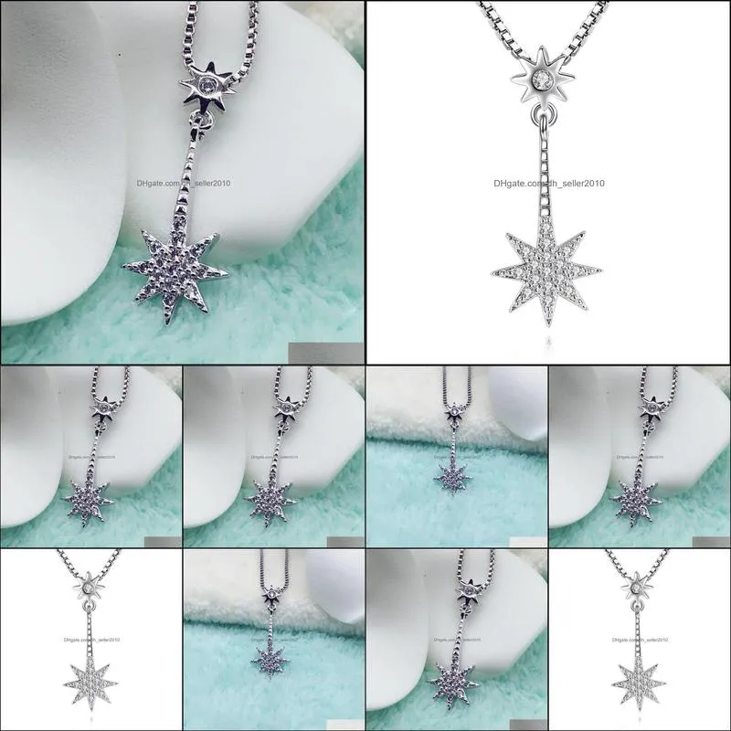 silver necklaces imitation 925 necklace wedding accessories women plated silver chicjewelry lucky star necklace