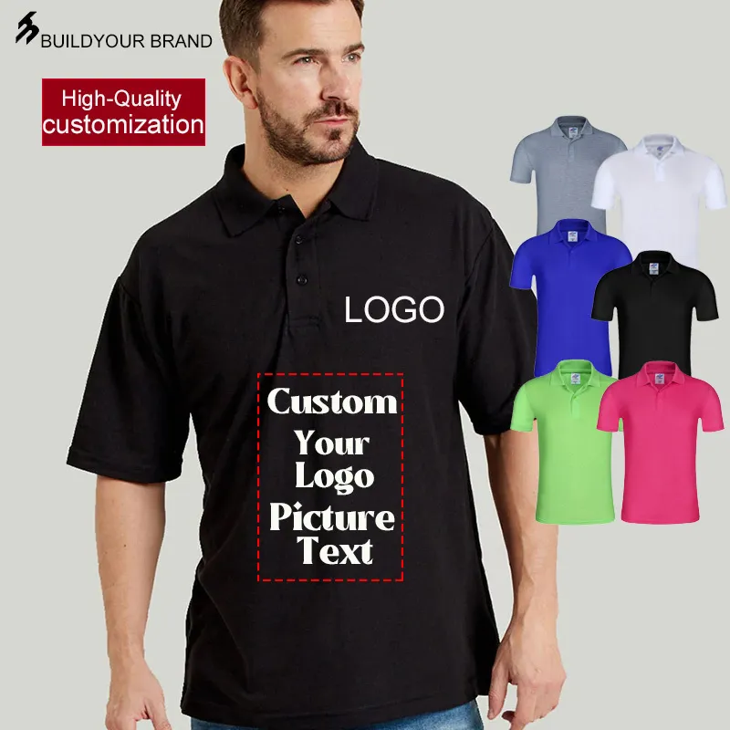 Heren poloshirts op maat effen kleur revers top met korte mouwen reclame cultureel shirt team persoonlijke merkontwerpoverhemden 220608