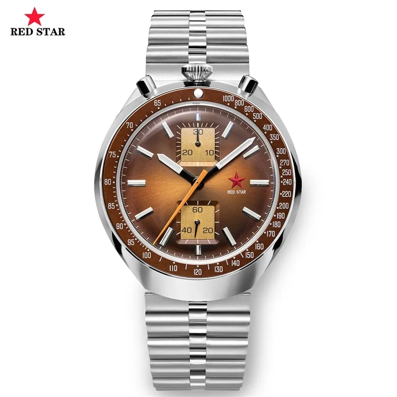RED STAR RETRO Gagull Movement 1963 cronografo 42mm orologio per uomo cronografo meccanico ST1901 Hardlex Military Orologi 220618