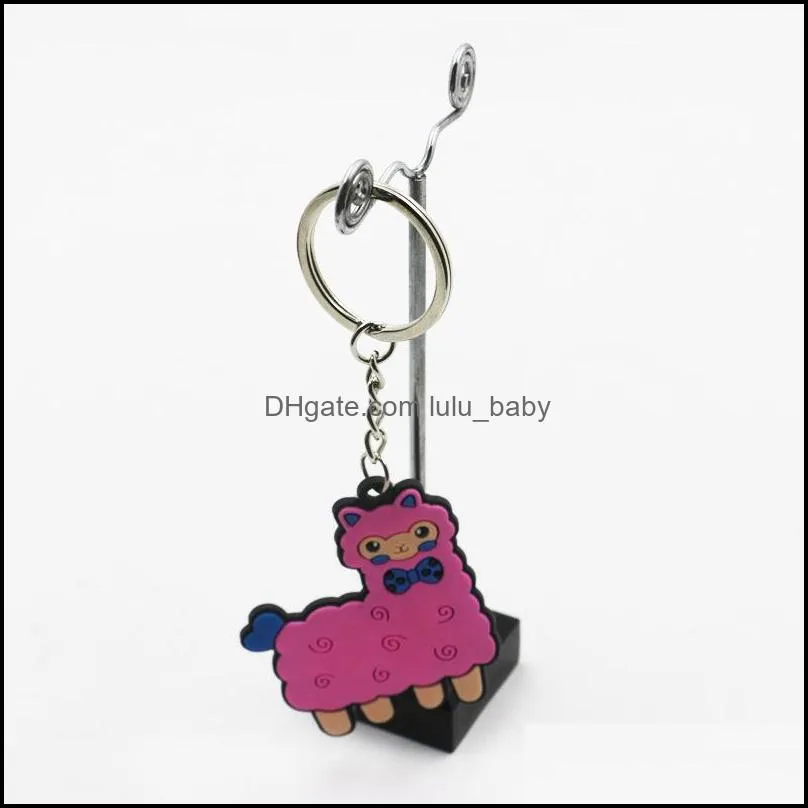 New PVC Llama Keychain Alpaca Keyring Pendant Key Chain Metal Ring Gift Purse Bag Hand Decoration gift 274 T2