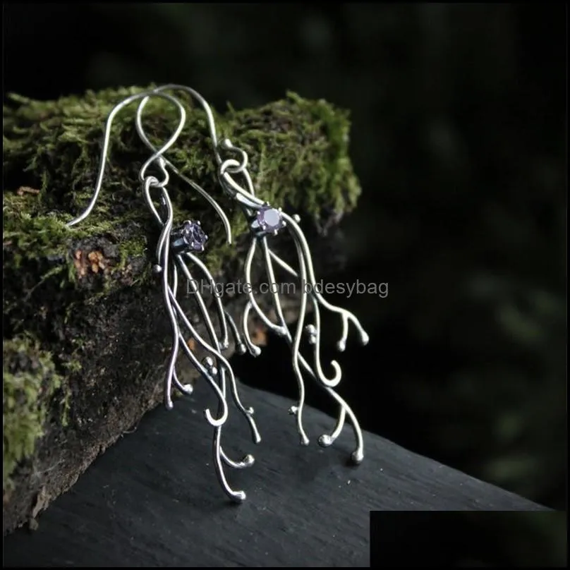 dangle & chandelier silver color earrings twigs botanical jewelry elven nature styledangle dangledangle