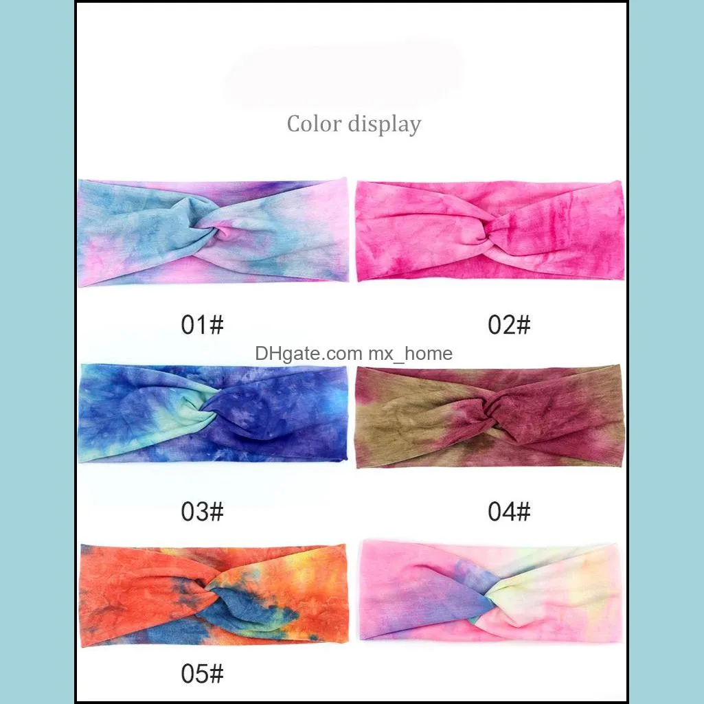 women cross knot headbands headwraps tie dye turban hairbands fashion hair accessories running headband sports hairband 6 colors z1376