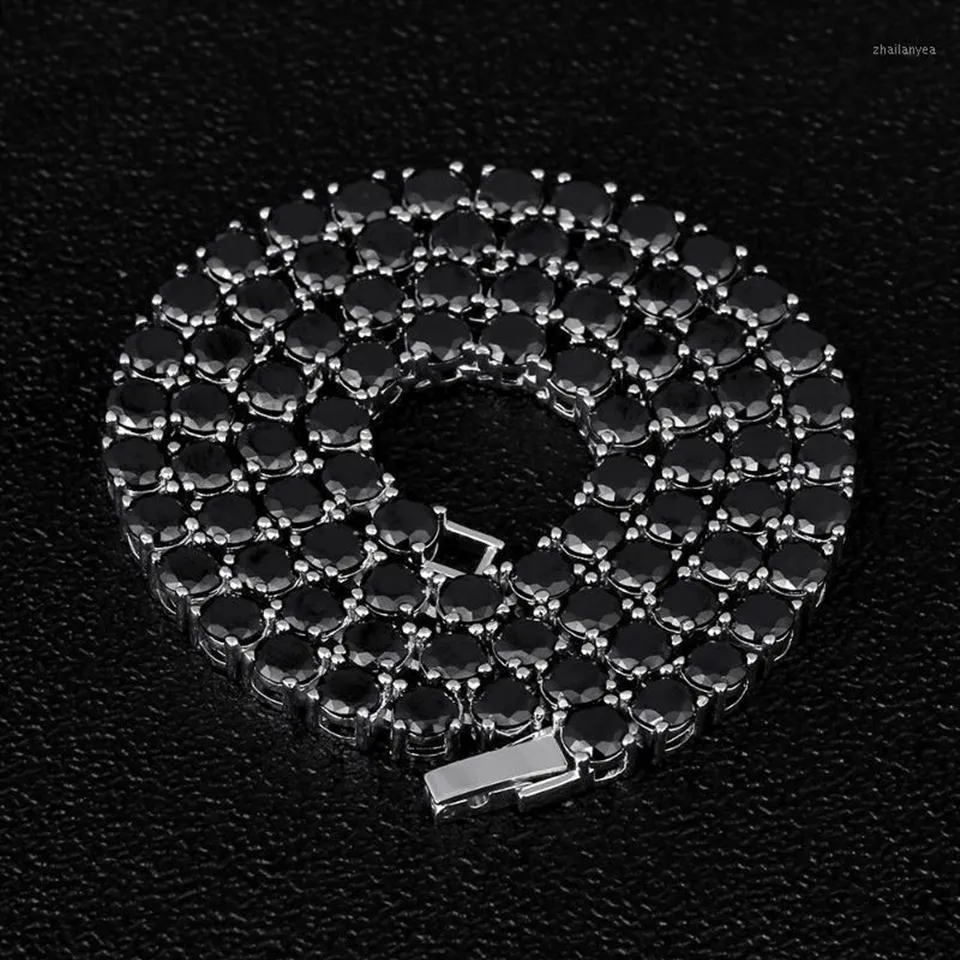 Dnschic Iced Out Tennis Necklace 5mm witgouden kettinglijn met zwarte cz voor mannen dames hiphop sieraden rapper street fashion1219y
