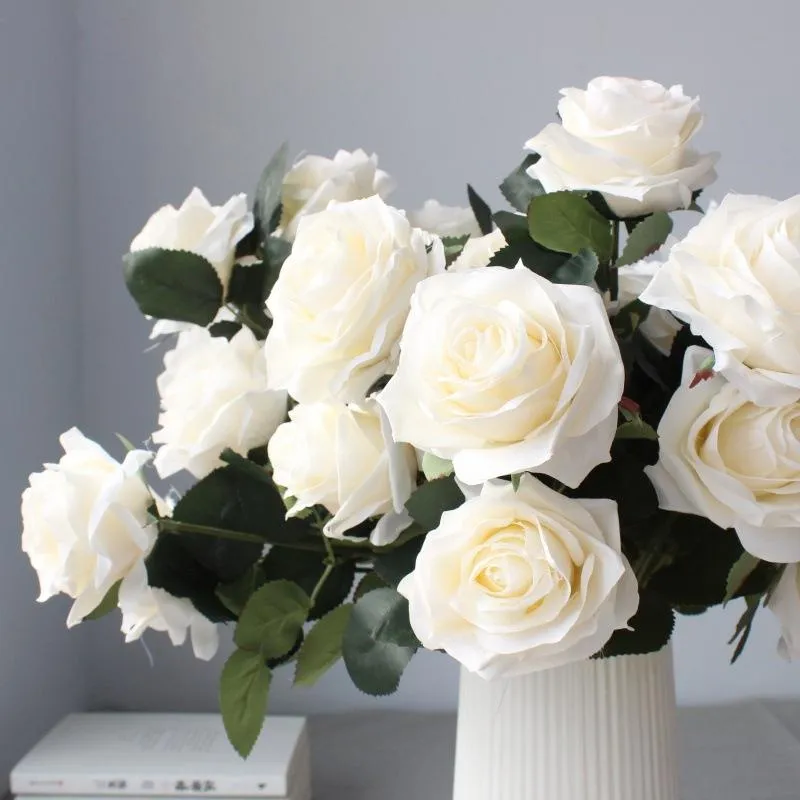 Dekoratif Çiçek Çelenkleri 1 PCS 45cm 10 Kafalar İpek İpek Yapay Gül Buketi Düğün Partisi Ev Masası Dekora Vazo Malzemeleri Sahte Çiçekler