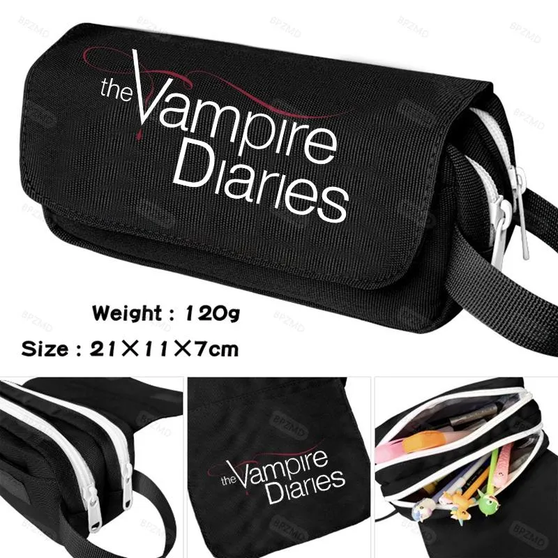 化粧品バッグのケース吸血鬼の日記大容量鉛筆ケースサプライズステーショナリーギフトツールバッグは、cosmetic cosに戻ります