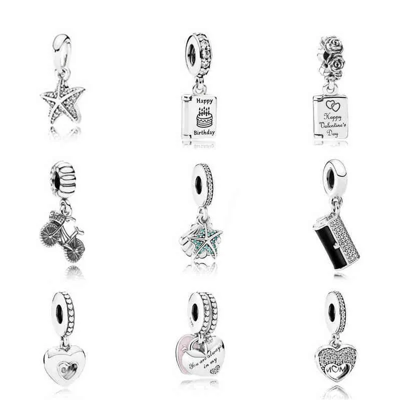 NEW 100% 925 Sterling silver bicycle Pendant Charm Cake card bead collocation Bracelets DIY Bracelets Factory wholesale AA220315