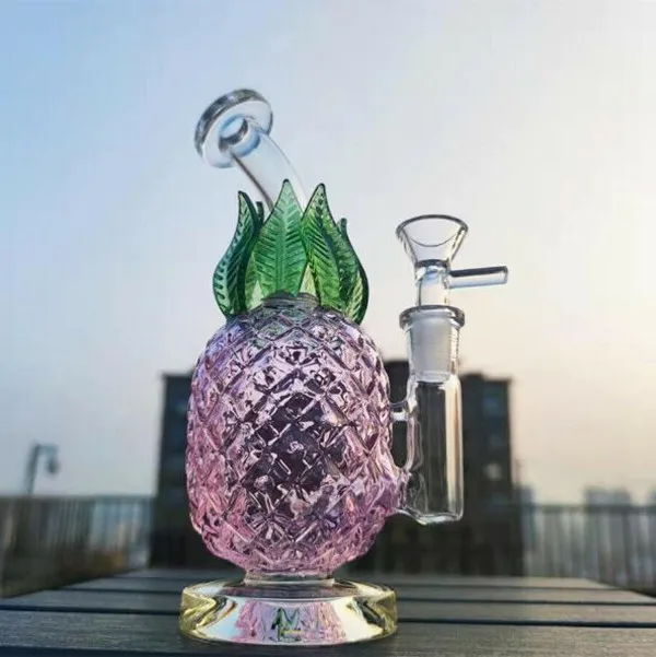 7.9inchs Pineapple Glass Bong Smoking Pipe Hookahs Recycler Dab Rigs Oil Heady glass Water Bongs With 14mm banger