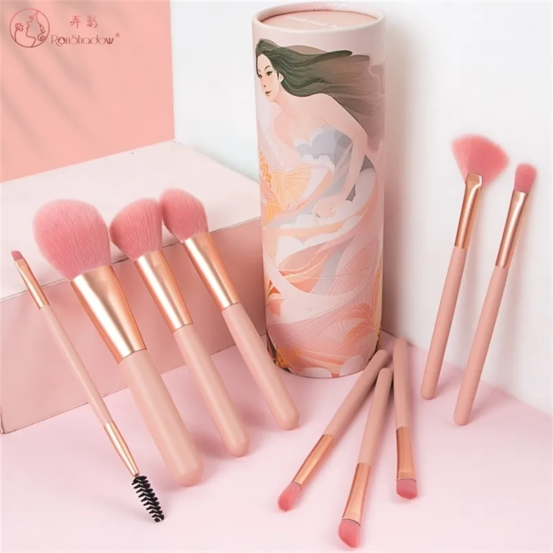 Ronshadow 9PCSメイクアップブラシセットBrochas Maquillaje Pincel De Maquiaagem Kit Rangement Maquillage Beauty Packaging Makeup Tools 220623