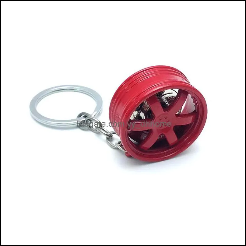 ups popular car wheel party favor hub key chain high-end modified brake disc wheel hub metal key chain pendant