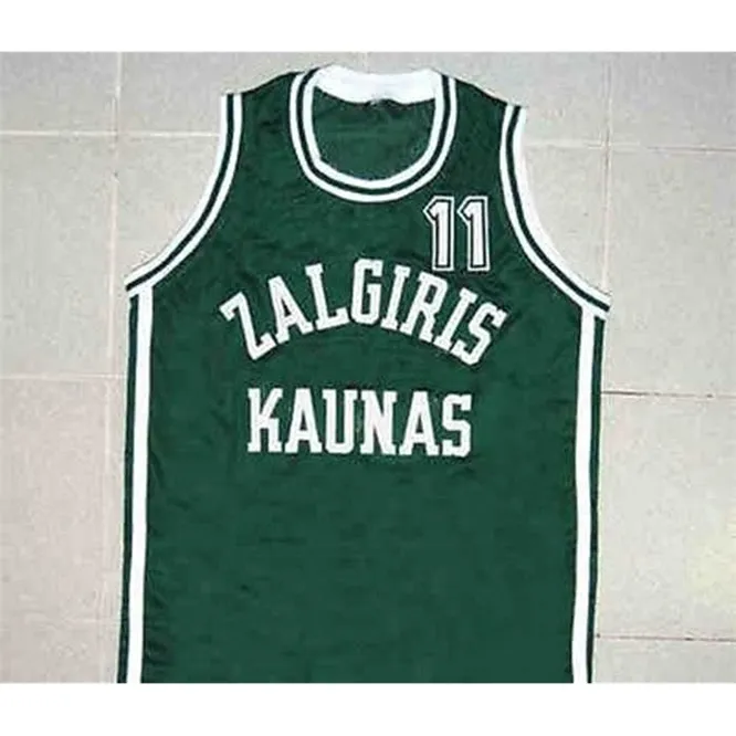 Xflsp #11 Arvydas Sabonis Zalgiris Kaunas Maglia da basket classica retrò da uomo Ricamo cucito personalizzato qualsiasi numero e nome