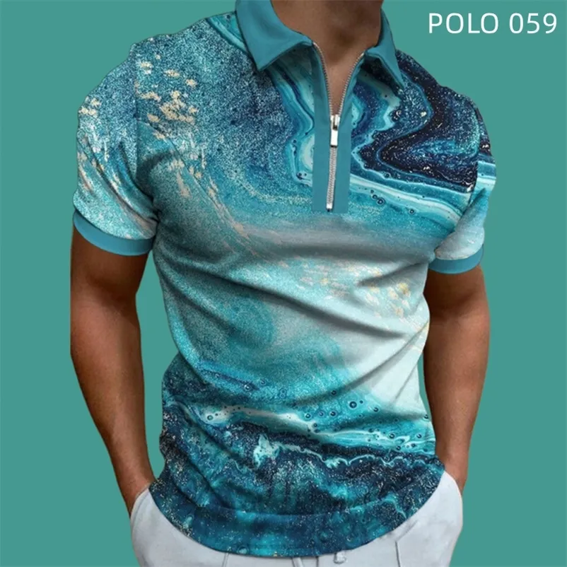 Män kläder överdimensionerade toppar Sommaren andningsbara herrpolo -skjortor med kort ärm Mesh Polyester Fiber Lapel dragkedja 220504