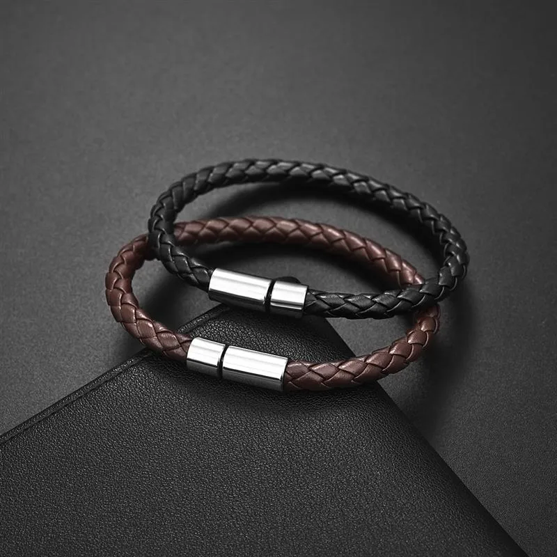 Klassische geflochtene Lederarmbänder, schlichte braune Armbänder, Armreifen für Damen und Herren, Neujahr, Schmuck, Geschenk, Modeaccessoire