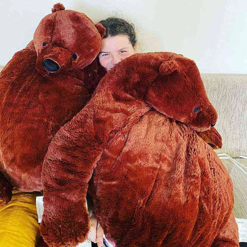 100cm Brown Djungelskog Bear Plush Toys Soft Stuffed Animal Plush Bear Toy  Cushion Doll For Girl Soft Pillow H1025 From 28,59 €