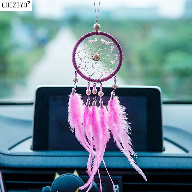 Interior Decorations Dream Catcher Car Rearview Mirror Pendant Wind Chimes Feather Decoration Home Decor & Wall Hanging Adornment Handmade G