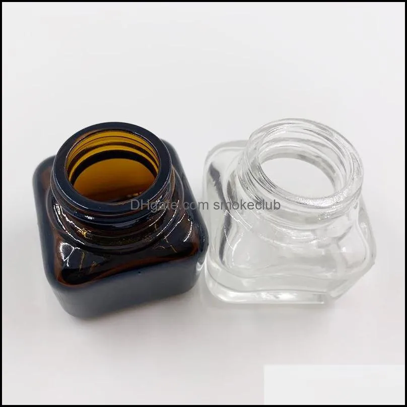 Clear/Amber cosmetic jars 15g glass jars with gold plastic lids inner PP liner for hand face cream lip balm lotions