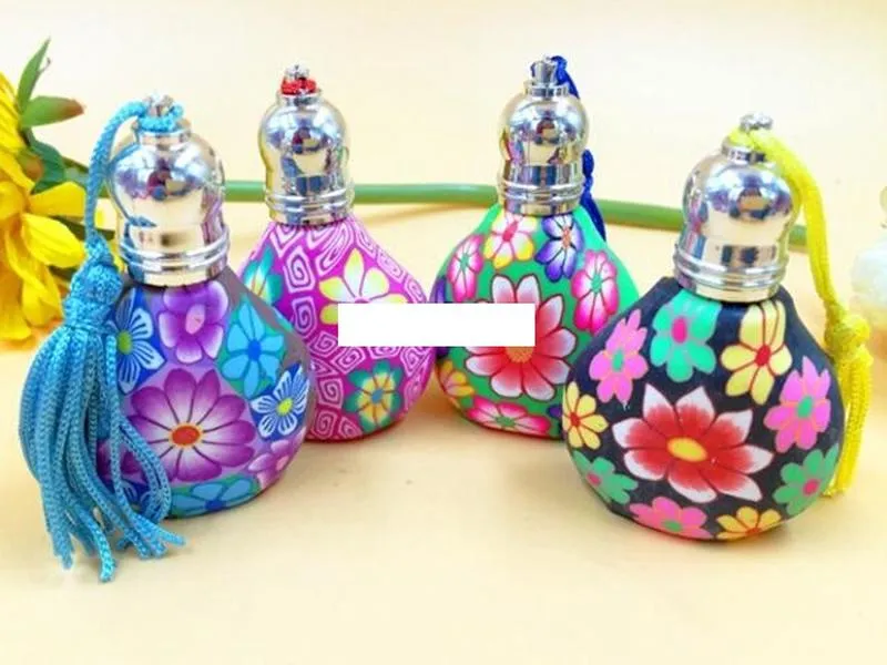 Flower sytle 5ml 8ml 10ML Roll on Ball Refillable Ceramic essence oil empty polymer clay Perfume bottle