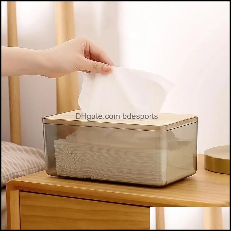 Tissue Boxes & Napkins Household Kitchen Living Room Large Transparent Box Bedroom Plastic Storage