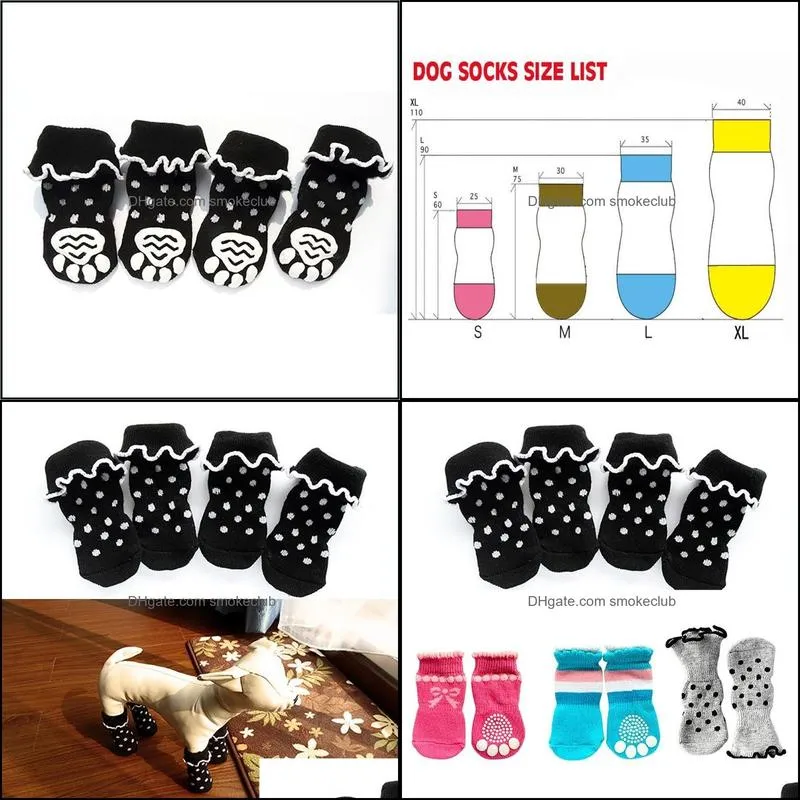 New Product For Small Dog Socks Cotton Pet shoes with Bottom Non-slippery Warm Sock 4 Pcs Dogs Skid Shoes Hot Sale