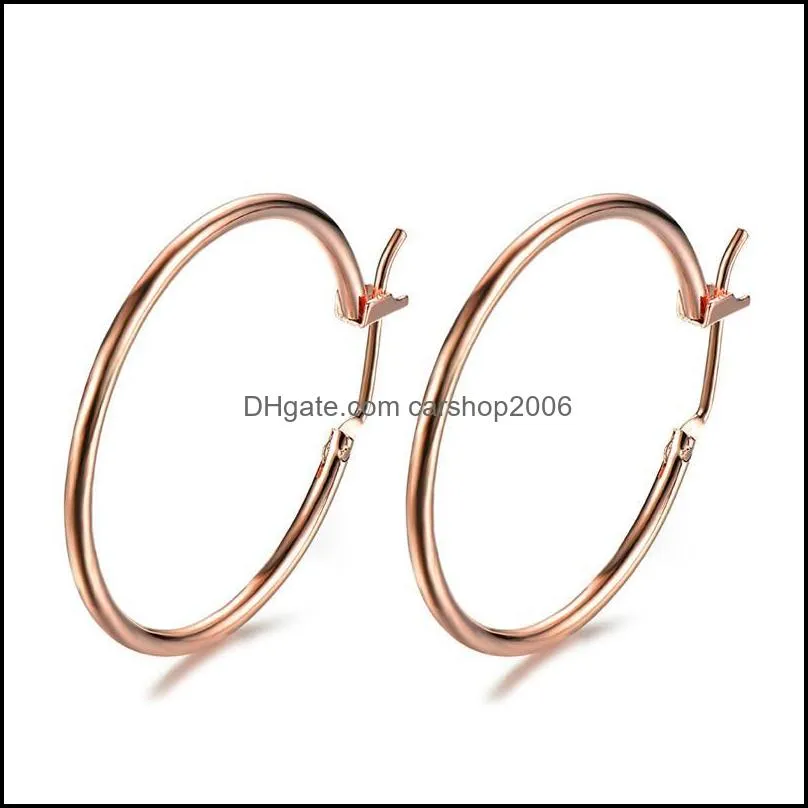 Minimalist Female Big Round Hoop Earrings Rose Gold Silver Color Wedding Dainty Retro Double For Women & Huggie