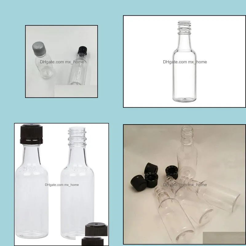 Mini Liquor Bottles 50ml Clear mini empty plastic Wine shot bottles (Black)