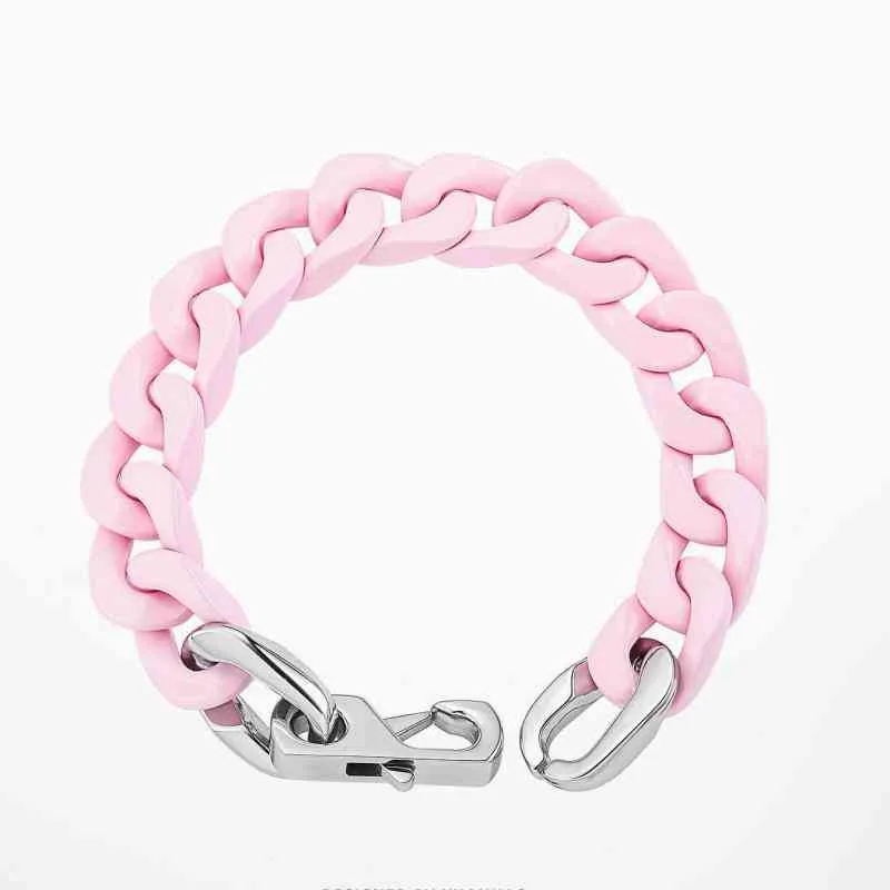 316L Rostfritt stållack Armband Män Kvinnor 12mm Iced Out Pink Black Orange Cuban Chain Hip Hopjewelry 15cm 10Inch