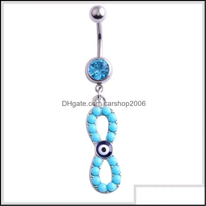 stainless steel belly dangle ring bell button navel rings simple design rhinestone body piercing fashion jewelry wholesale 0874wh