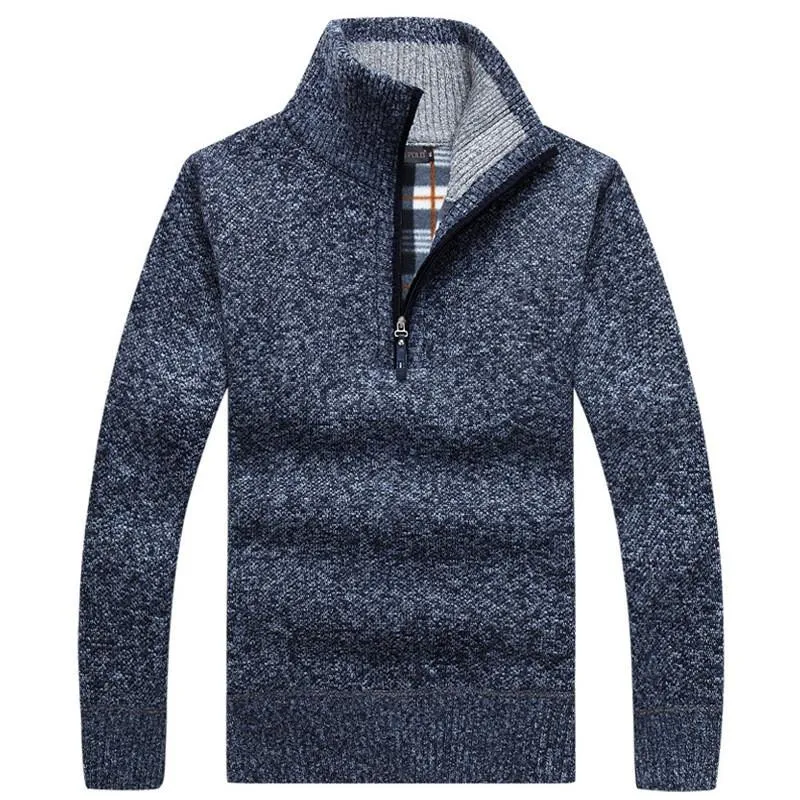 Herren-Kapuzenpullover, Sweatshirts, warm, modisch, Winter, gestrickt, halber Fleece-Pullover, dicker Rollkragenpullover, Herren-Pullover, lässiger Herren-Festmantel mit Reißverschluss, Pullover