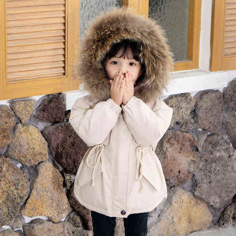 2022 Children Fur Coat Russian Winter Girls Jackets Hooded Cotton Lined Toddler Boys Parka Solid Korean Kids Clothes 2-10 Jr J220718